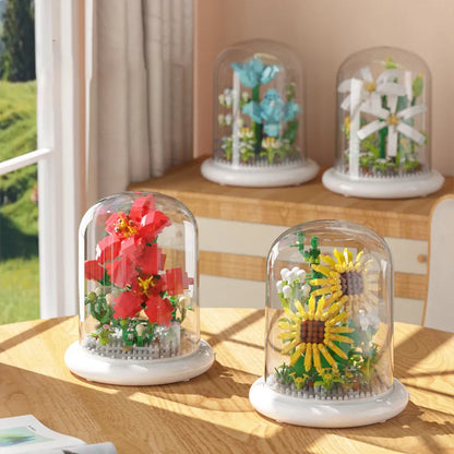 Flowers in glass dome (lighted base)