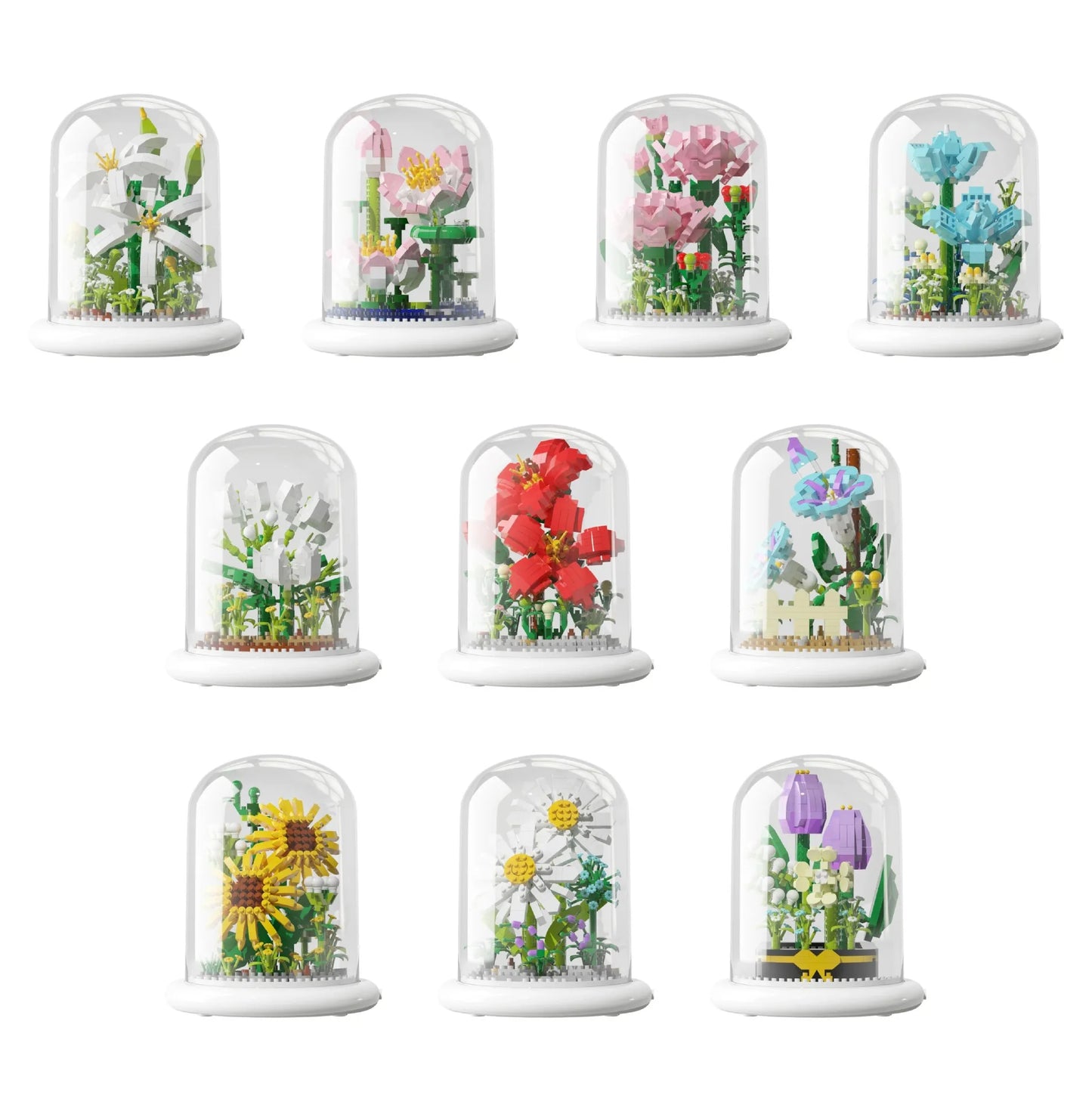 Flowers in glass dome (lighted base)