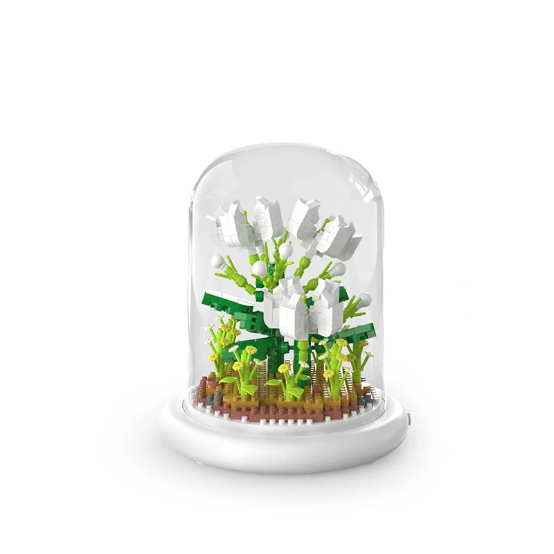 Flowers in glass dome (lighted base)