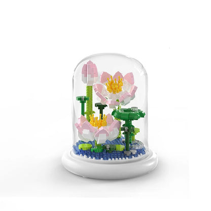 Flowers in glass dome (lighted base)