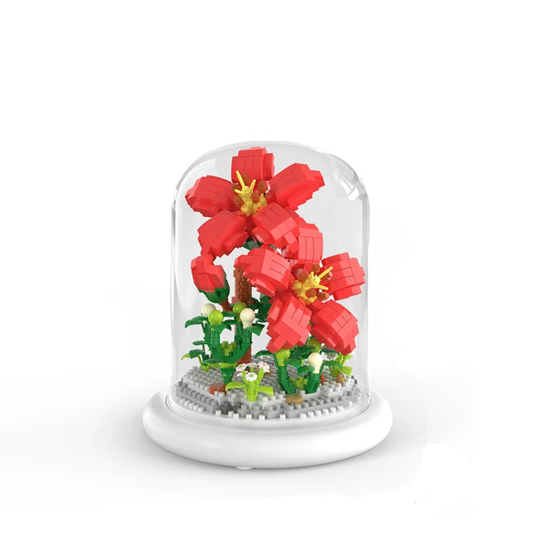 Flowers in glass dome (lighted base)