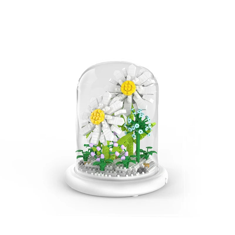 Flowers in glass dome (lighted base)