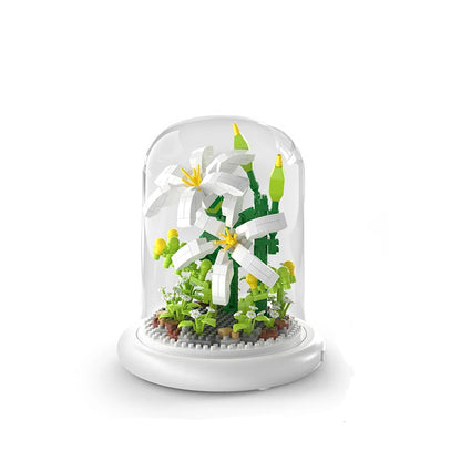 Flowers in glass dome (lighted base)