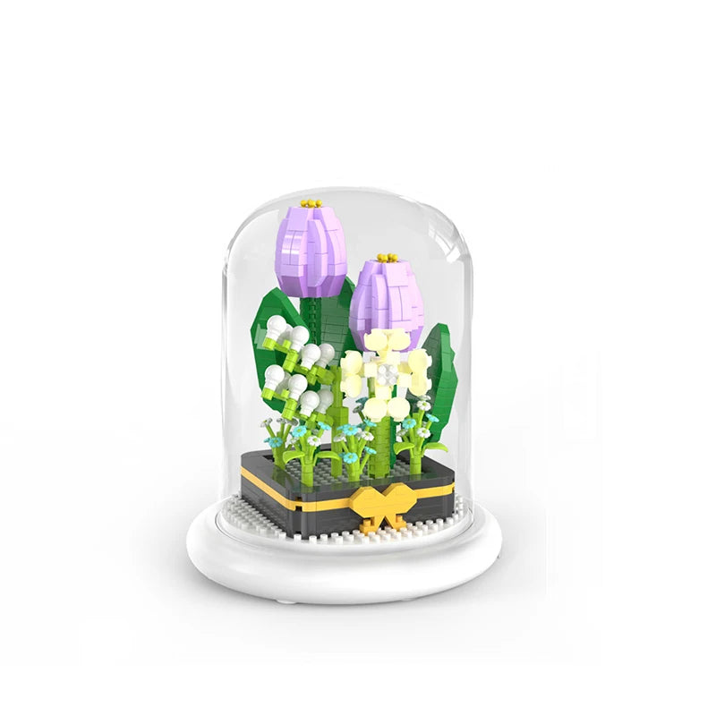 Flowers in glass dome (lighted base)